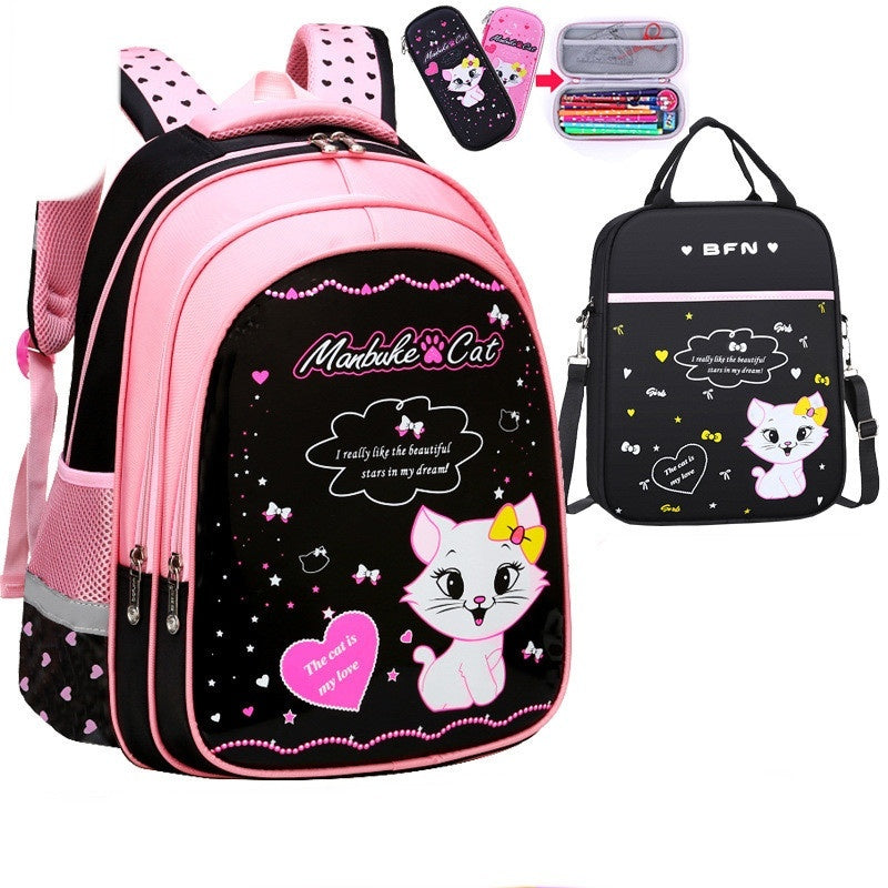 School Cute Cat-Print Backpack