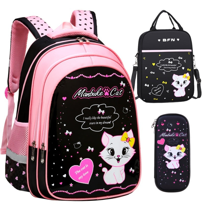 School Cute Cat-Print Backpack