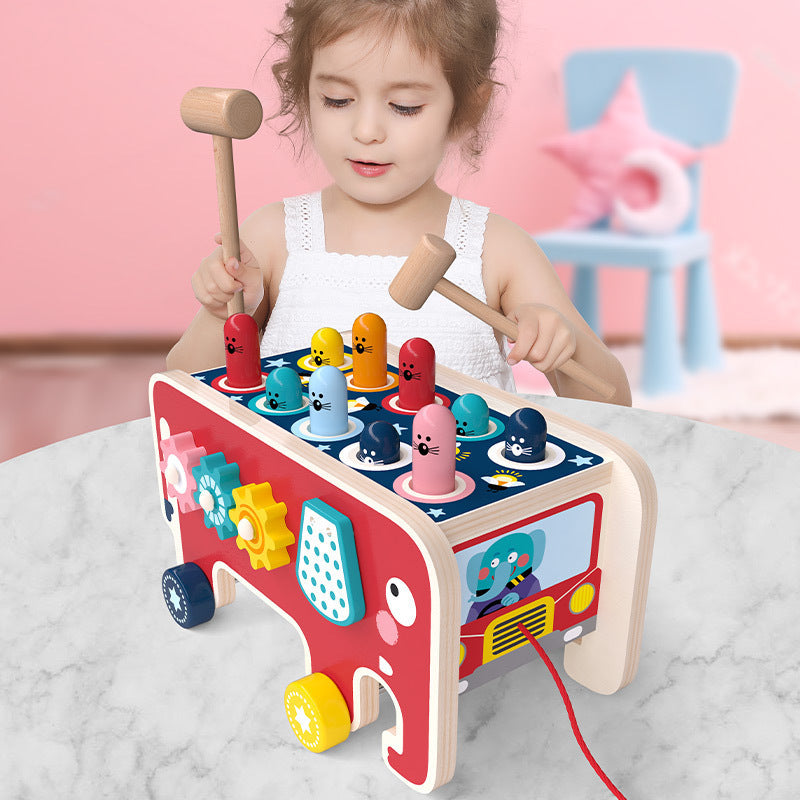 iKids Wooden Pounding Bench Animal Bus Toy