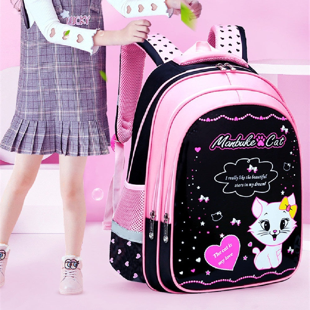 School Cute Cat-Print Backpack