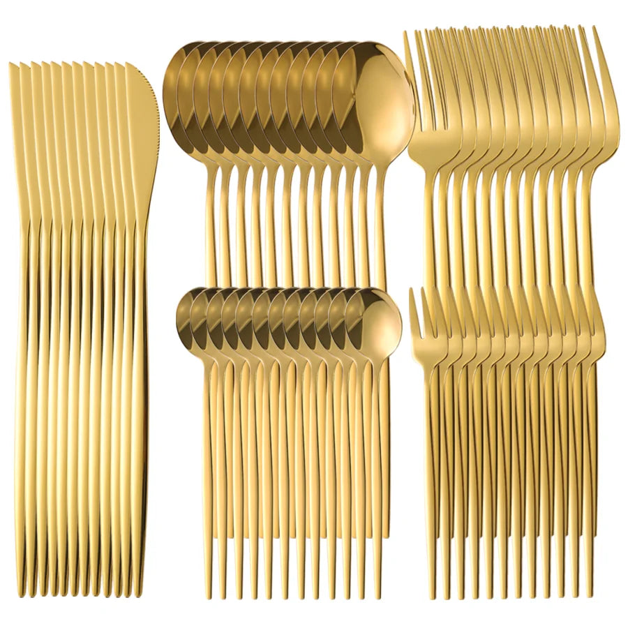60 Piece Golden Cutlery Set.