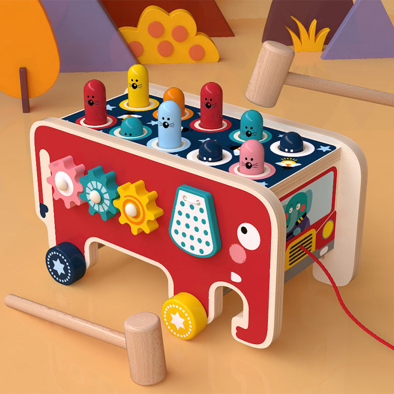 iKids Wooden Pounding Bench Animal Bus Toy