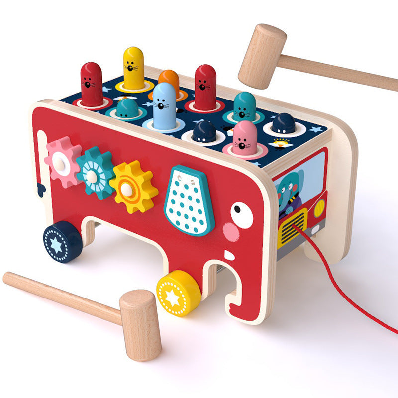 iKids Wooden Pounding Bench Animal Bus Toy